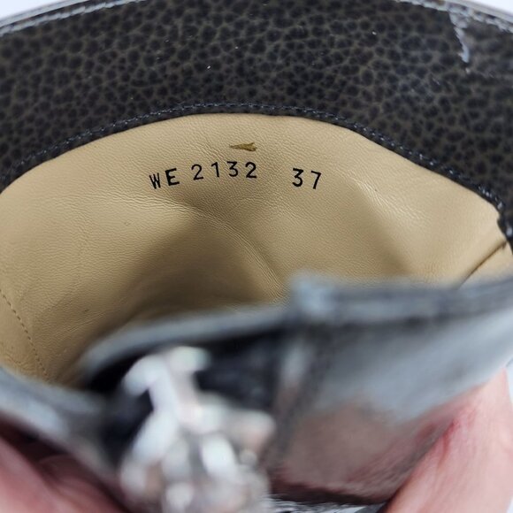 Bruno Magli Bucine Pointed Toe Patent Leather Boot Women's 7 Mid Calf Dark Gray - Picture 10 of 16